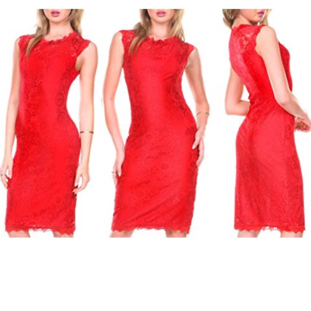 Sexy red cap sleeve dress, size small